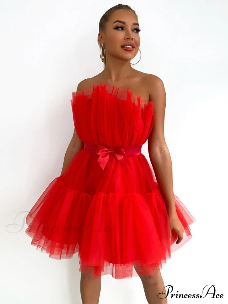 Sweet Women's Mini Party Dress - Hot Pink