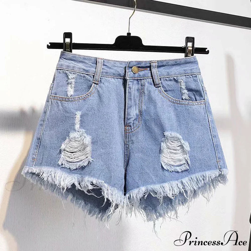 Tassel Detail Shorts Waist High and Denim with for Pockets Women