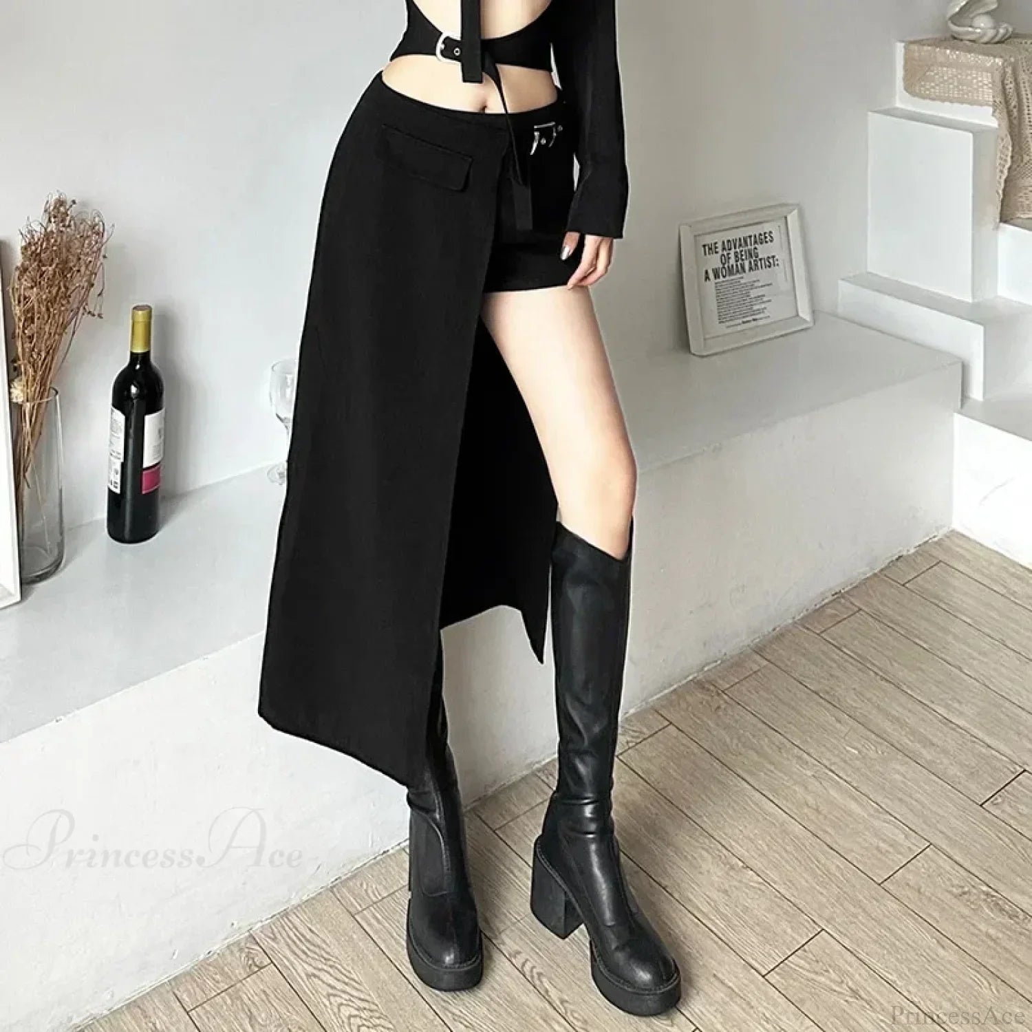 Techwear Patchwork Cargo Skirt