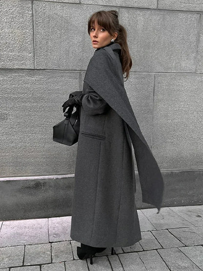 Turn-Down Collar Double-Breasted Overcoat
