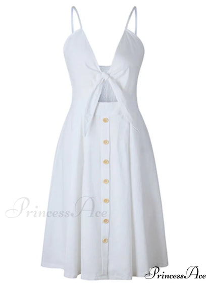 V Backless Midi Length Tunic Beach Dress