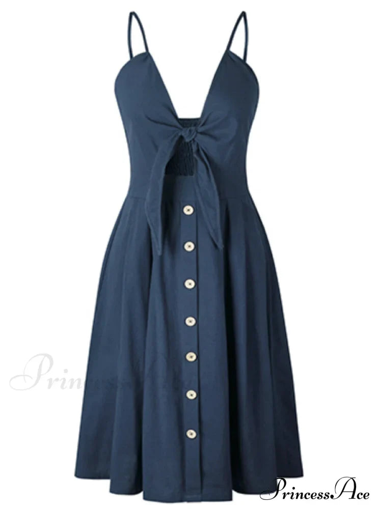 V Backless Midi Length Tunic Beach Dress