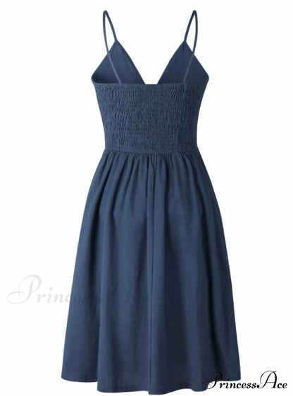 V Backless Midi Length Tunic Beach Dress