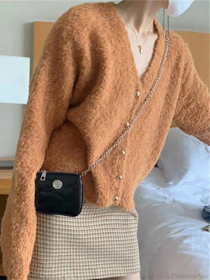 V-neck Cashmere Knit Cardigan