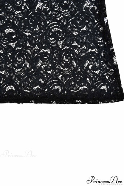 V Neck Lace Flare Sleeve Dress