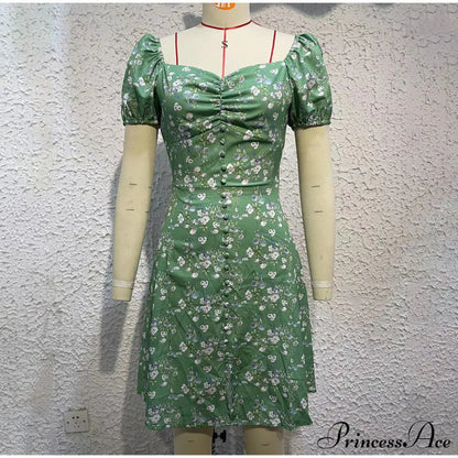 V-Neck Lace Up Lantern Sleeve Ruffles Dress