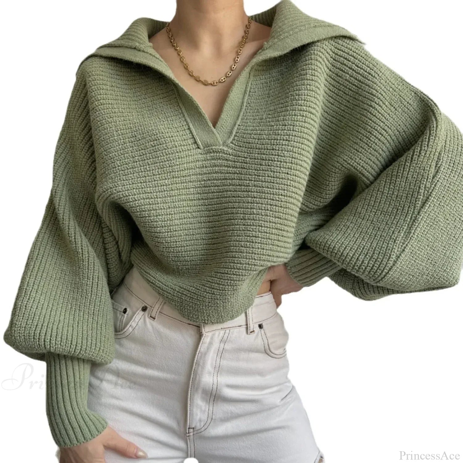 V-neck Warm White Sweater