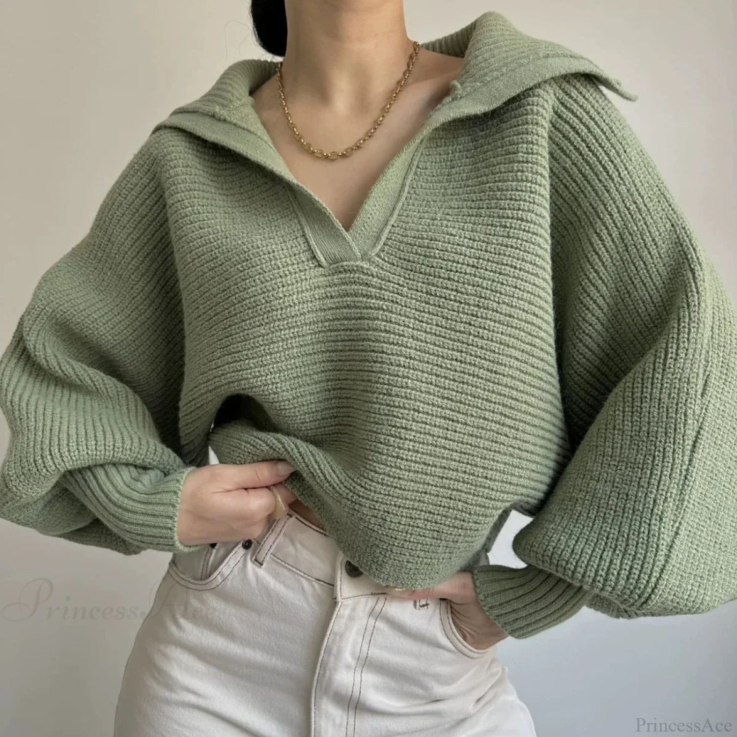 V-neck Warm White Sweater