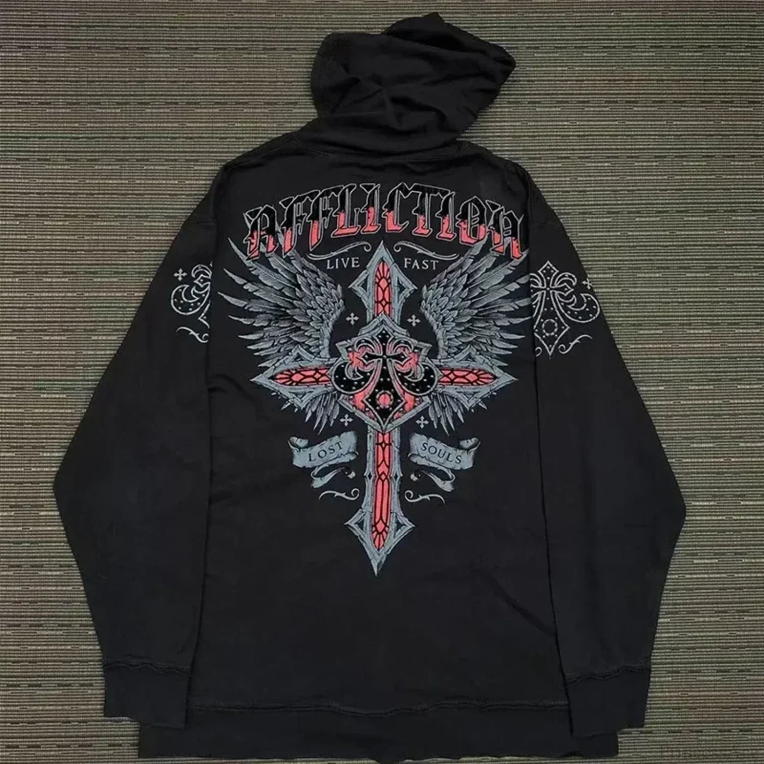 Vintage Skull Rose Print Hoodie