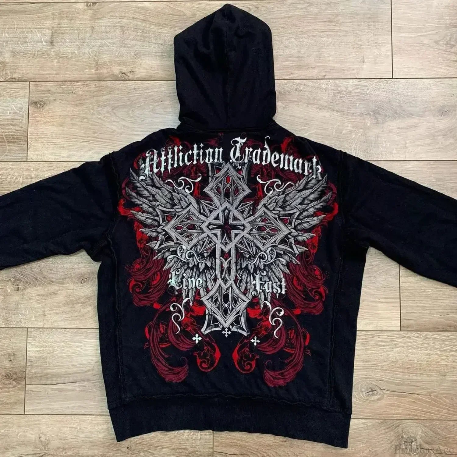 Vintage Skull Rose Print Hoodie