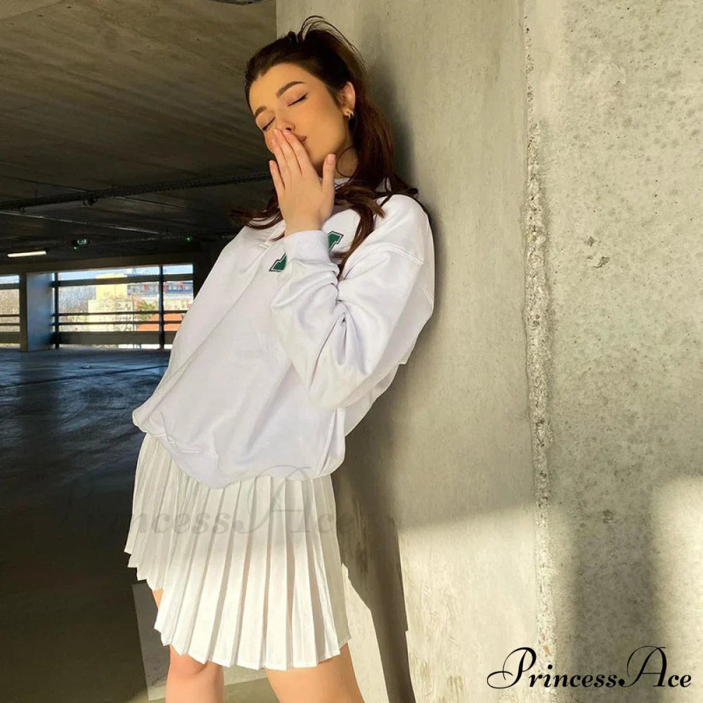White Loose Letter Print T-shirt