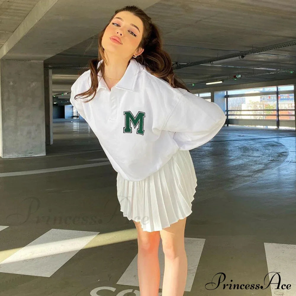 White Loose Letter Print T-shirt