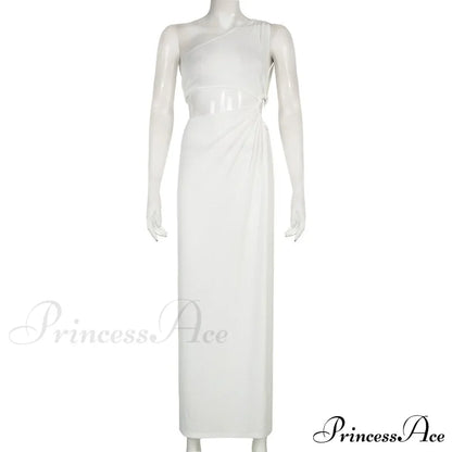 White Shoulder Parties - Women for Split Gown One for Gown and Full-Length Warm-Season Elegant Long Beachwear