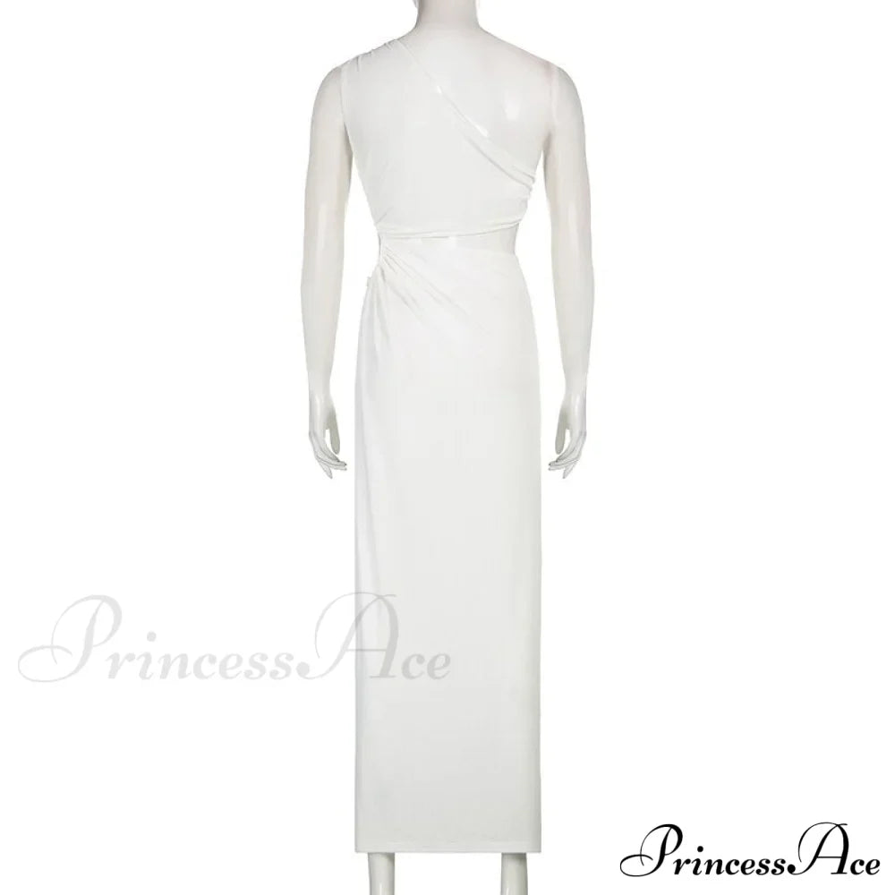 White Shoulder Parties - Women for Split Gown One for Gown and Full-Length Warm-Season Elegant Long Beachwear