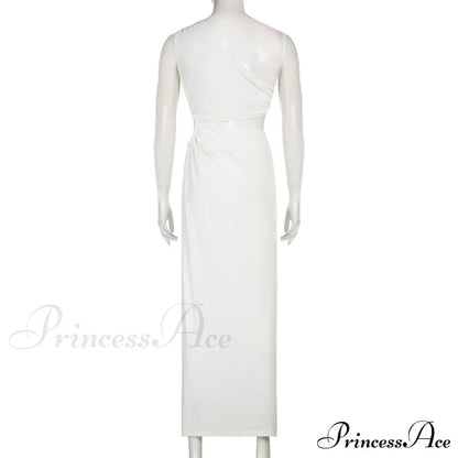 White Shoulder Parties - Women for Split Gown One for Gown and Full-Length Warm-Season Elegant Long Beachwear