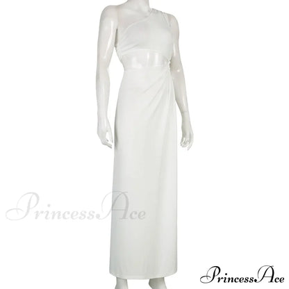 White Shoulder Parties - Women for Split Gown One for Gown and Full-Length Warm-Season Elegant Long Beachwear
