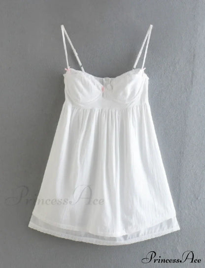 White Spliced Embroidery Lace Bra Corset Mini Dress