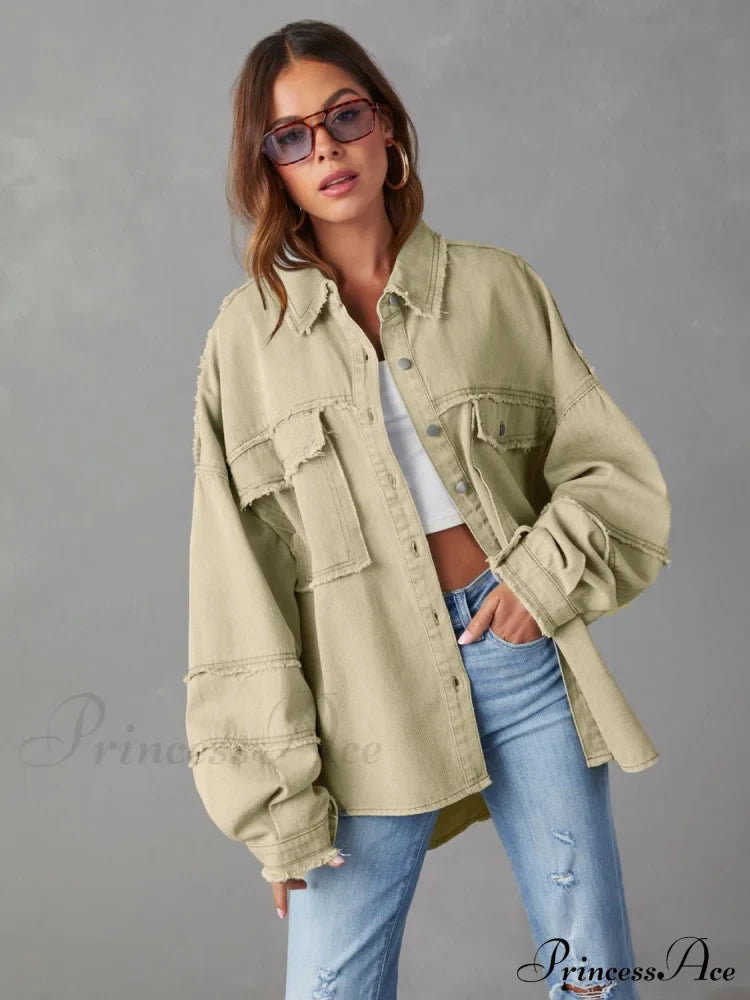 with Raw Jacket Dropped Hem Shoulder