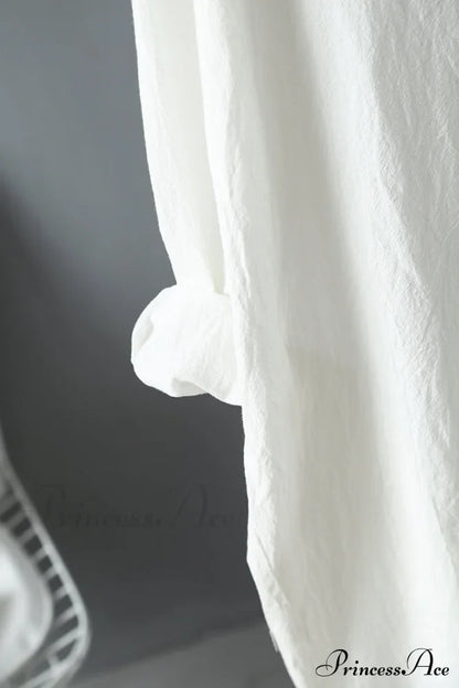 Women's Spring/Autumn Arm - Fit Blouse Loose Casual Gown with Long Buttons