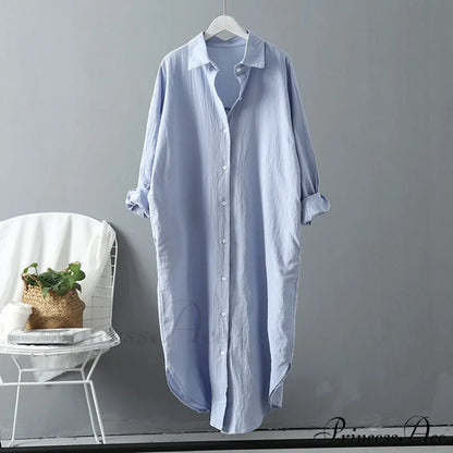 Women's Spring/Autumn Arm - Fit Blouse Loose Casual Gown with Long Buttons