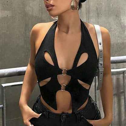 Y2K Circular Camisole Grunge Crop Top